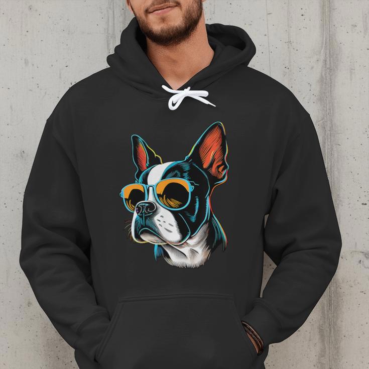 Dad Mom Cool Dog Sunglasses Boston Terrier Men Hoodie