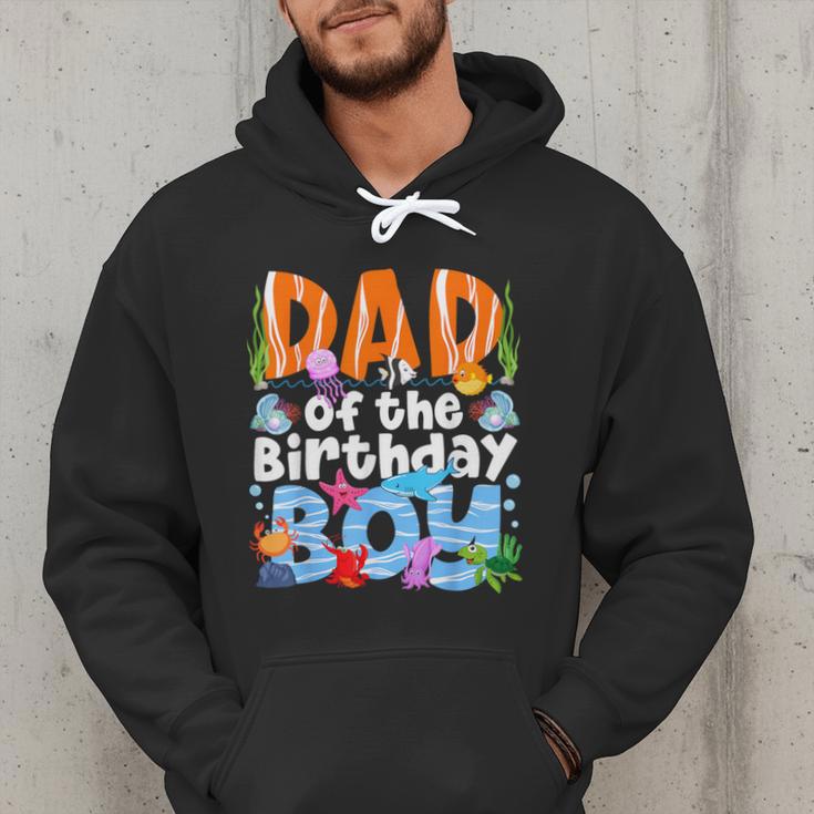 Dad Under Sea Birthday Party Boys Ocean Sea Animals Themed Men Hoodie