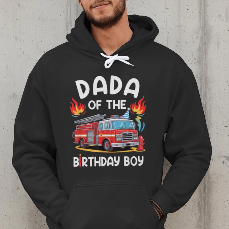 Dada Of The Birthday Boy Fire Truck Firefighter 1St Party Men Hoodie