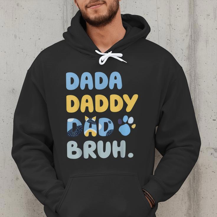 Dada Daddy Dad Bruh Fathers Day Blue Dog Men Hoodie