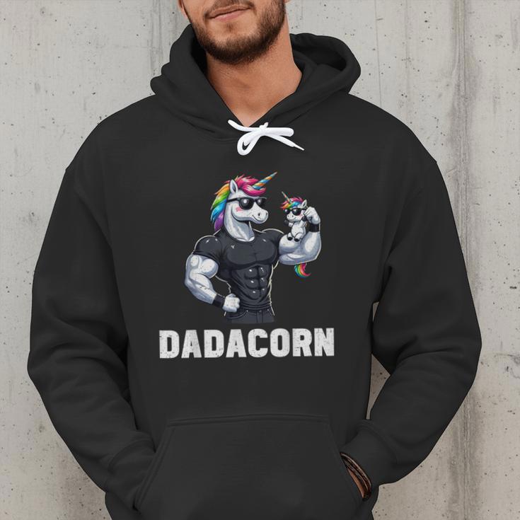 Dadacorn Unicorn Dad Papa Father's Day Daughter Men Hoodie