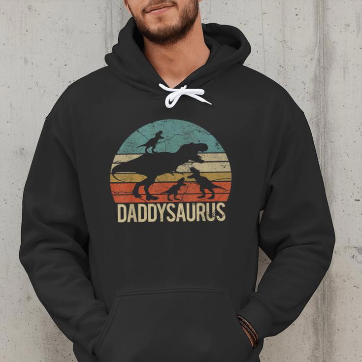 Daddy Dinosaur Daddysaurus 3 Three Kids Xmas Men Hoodie