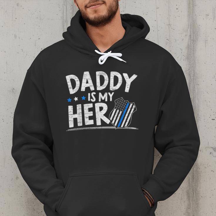 Daddy Is My Hero Kids Police Thin Blue Line Law Enforcement Small Men Hoodie
