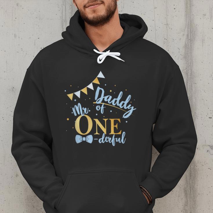 Daddy Of Mr One-Derful Party Blue-Gold Dad Boy 1st Birthday Men Hoodie