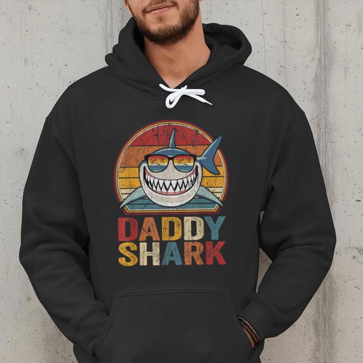 Daddy Shark Retro Shark Shirt Pajamas For Dad Dad Men Hoodie