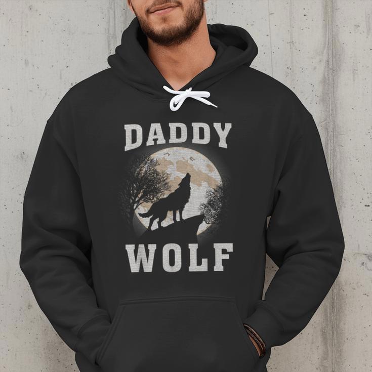 Daddy Wolf Wolves Dad Moon Fathers Day Men Hoodie