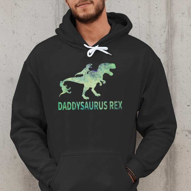 DaddysaurusRex Dinosaur Daddy Saurus Dad 2 Two Kids Dino Men Hoodie