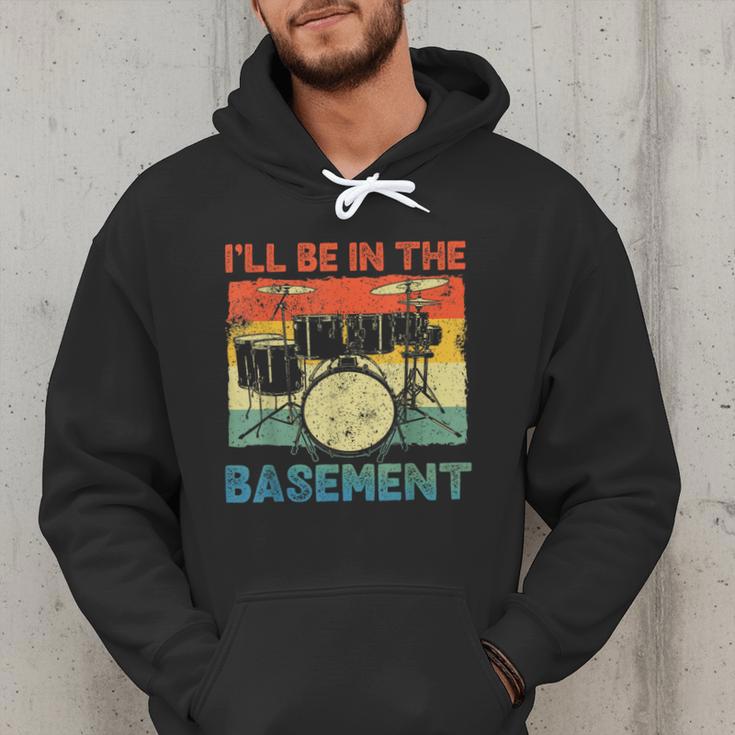 Drumming Basement Drum Set Drummer Rock Dad Grandpa Men Hoodie
