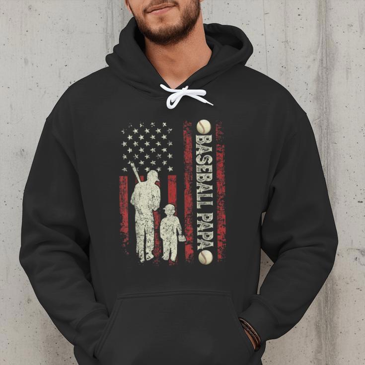 Father's Day Baseball Papa USA Flag Dad Men Baseball Men Hoodie Father's Day Baseball Papa USA Flag Dad Men Baseball Men Hoodie