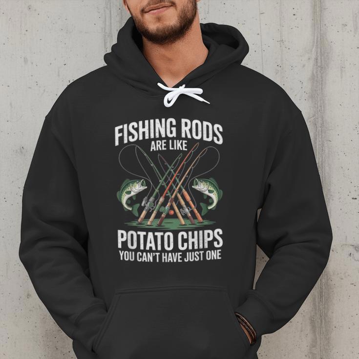 Fishing Rods Are Like Potato Chips Dad Fisherman Men Hoodie