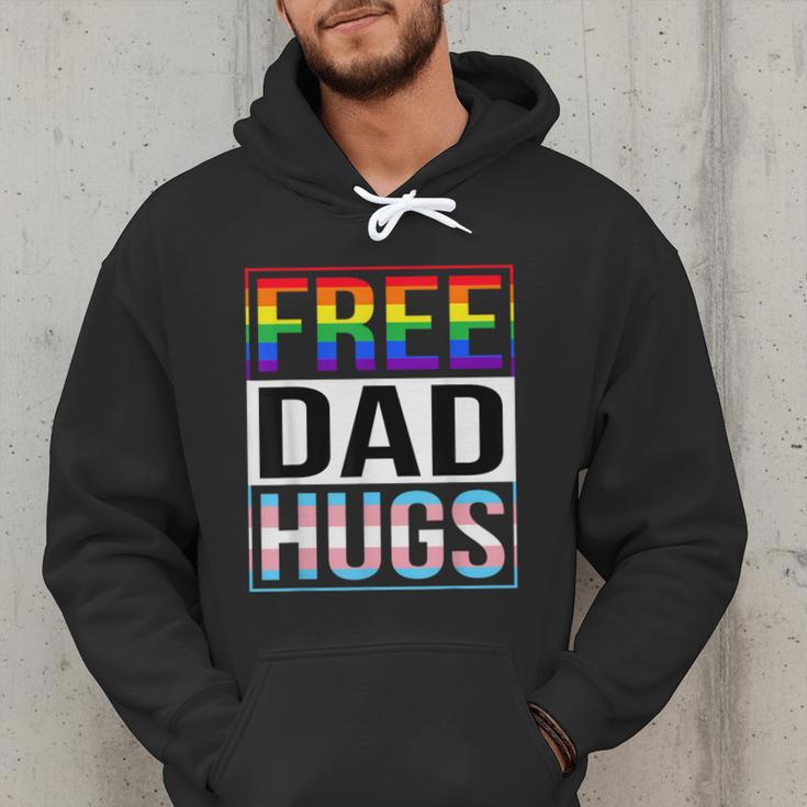 Free Dad Hugs LGBT Gay Pride Month Transgender Rainbow Flag Men Hoodie