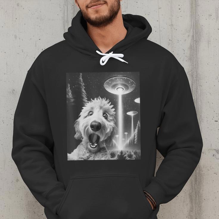 Goldendoodle Alien UFO Taking a Selfie Dog Mom Dad Men Hoodie