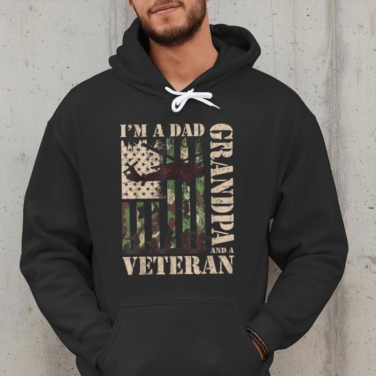 Grandpa Veteran Fathers Day Dad Veteran Camo American Flag Men Hoodie