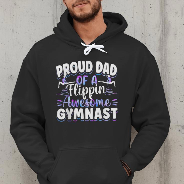 Gymnastics Watercolor Proud Dad Of A Flippin Awesome Gymnast Men Hoodie