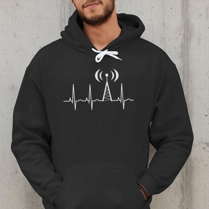 HAM Radio For Dad Ham Radio Operator Heartbeat Men Hoodie