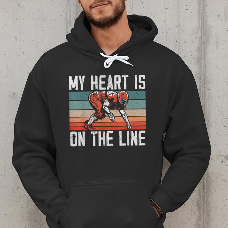My Heart Is On The Line Football Mom Dad Offensive Lineman Men Hoodie