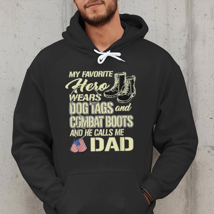 Hero Wears Dog Tags Combat Boots Proud Army Dad Father Men Hoodie