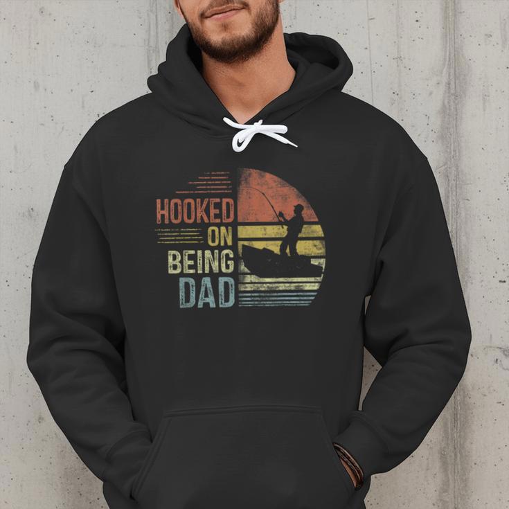 Hooked On Being Dad Fishing Dad Father's Day Men Hoodie