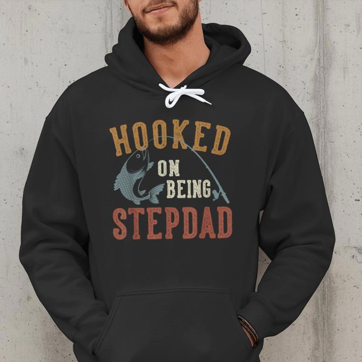 Hooked On Being Stepdad Father's Day Fishing Stepdad Men Hoodie Hooked On Being Stepdad Father's Day Fishing Stepdad Men Hoodie