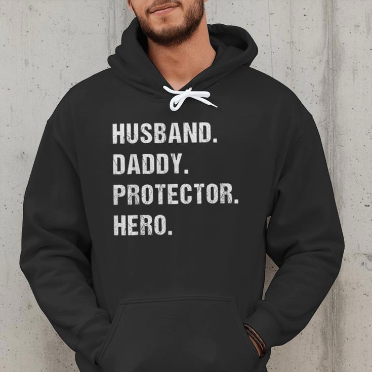 Husband Daddy Protector Hero For Dad Wife Small Men Hoodie