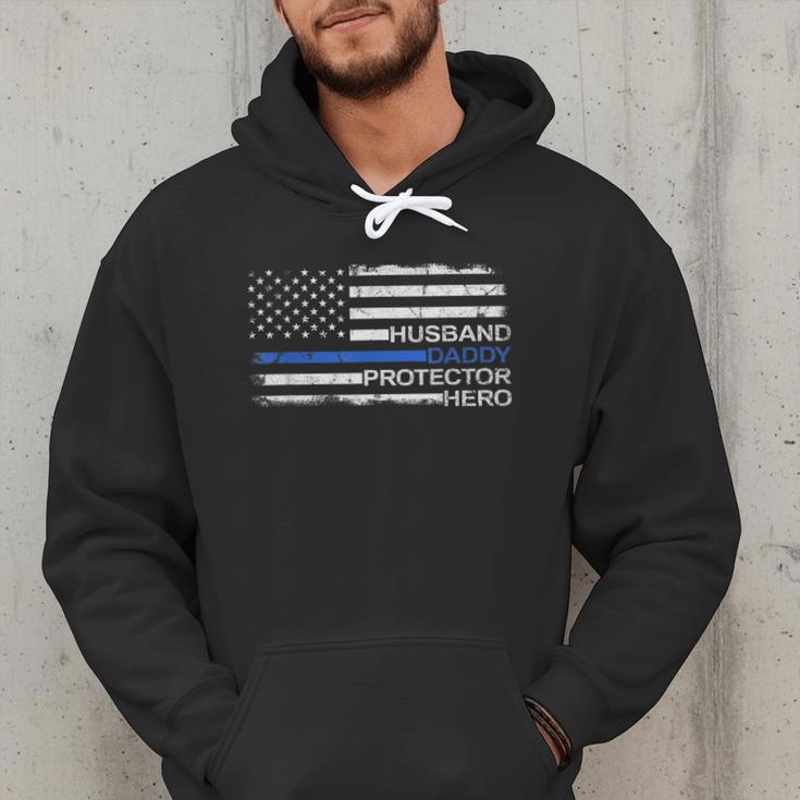 Husband Daddy Protector Hero Police Officer Father Dad Men Hoodie Husband Daddy Protector Hero Police Officer Father Dad Men Hoodie
