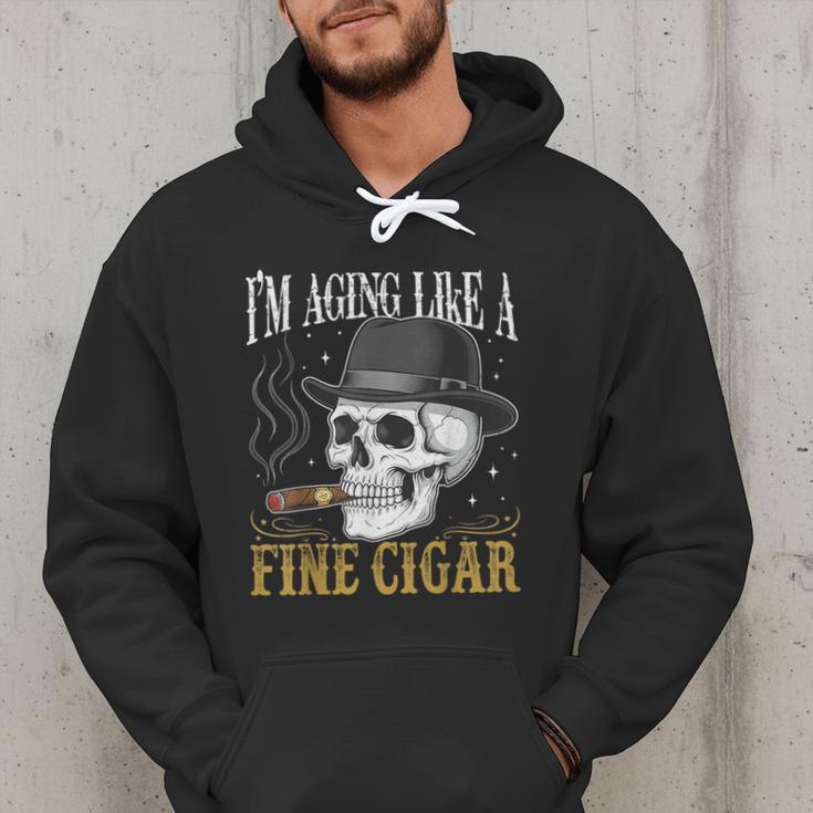 I'm Aging Like a Fine Cigar Skull Dad Retro Adult Men Hoodie