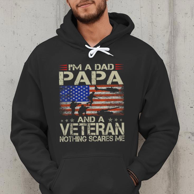 I'm A Dad Papa And Veteran Retro Dad Papa Grandpa Men Hoodie