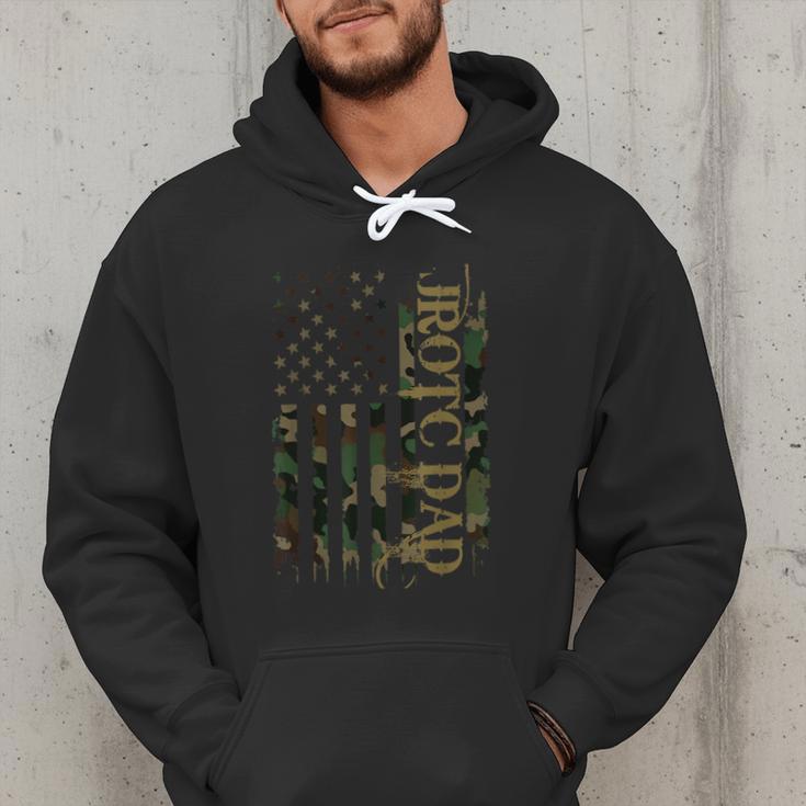 JROTC Dad United States Distressed Camo w US Flag Men Hoodie