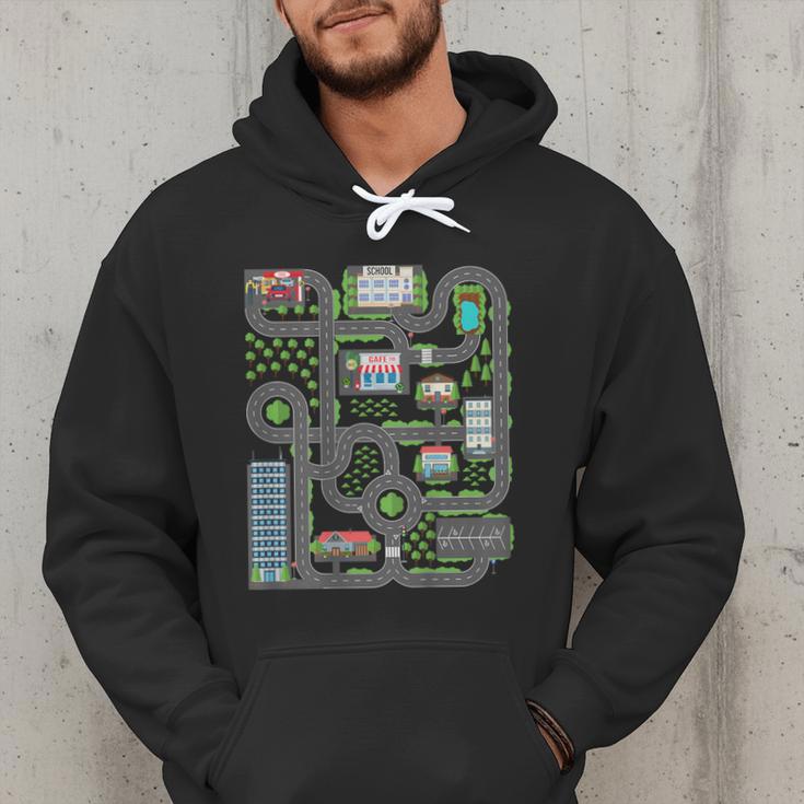 Kid Play Cars On Dad Back Race Track Mat Fathers Day Men Hoodie
