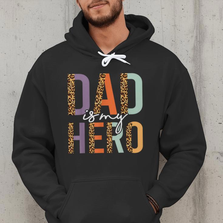 Kids Fathers Day Shirt For Son Daughter My Dad Is My Hero Men Hoodie