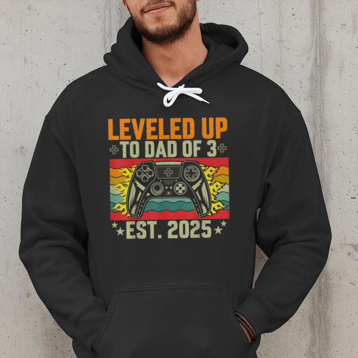 Leveled Up To Dad Of 3 Three Daddy Again 2025 Father's Day Men Hoodie