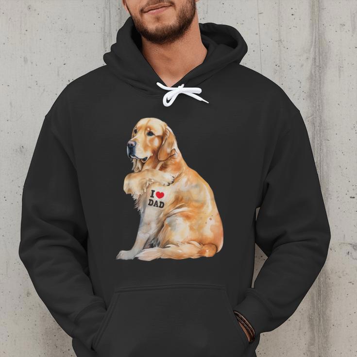 I Love Dad Patriotic Golden Retriever Canine Dog Lover Men Hoodie