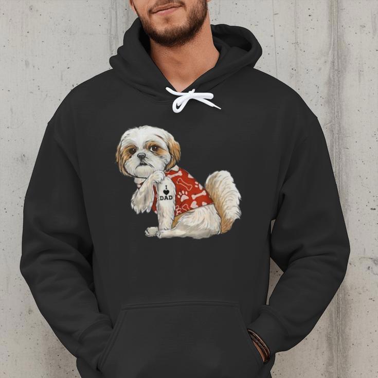 I Love Dad Tattoo Shih Tzu Dad Father's Day Men Hoodie