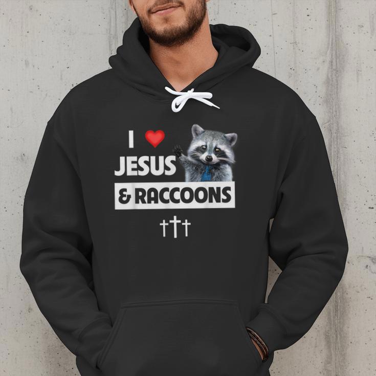 I Love Jesus And Raccoons Mom Dad Christian Love Jesus Bible Men Hoodie