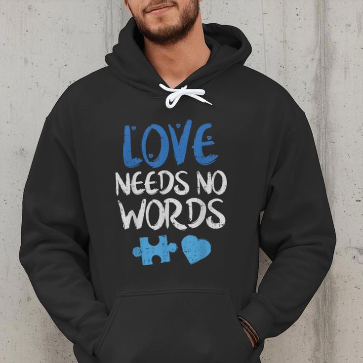 Love Needs No Words Autism Awareness Shirt Mom Dad Teacher Men Hoodie