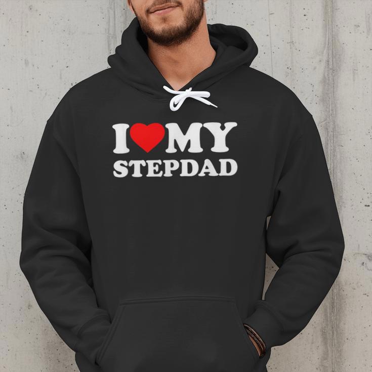 I Love My Step-Dad Heart Family Grandpa StepDad Bonus Dad Men Hoodie