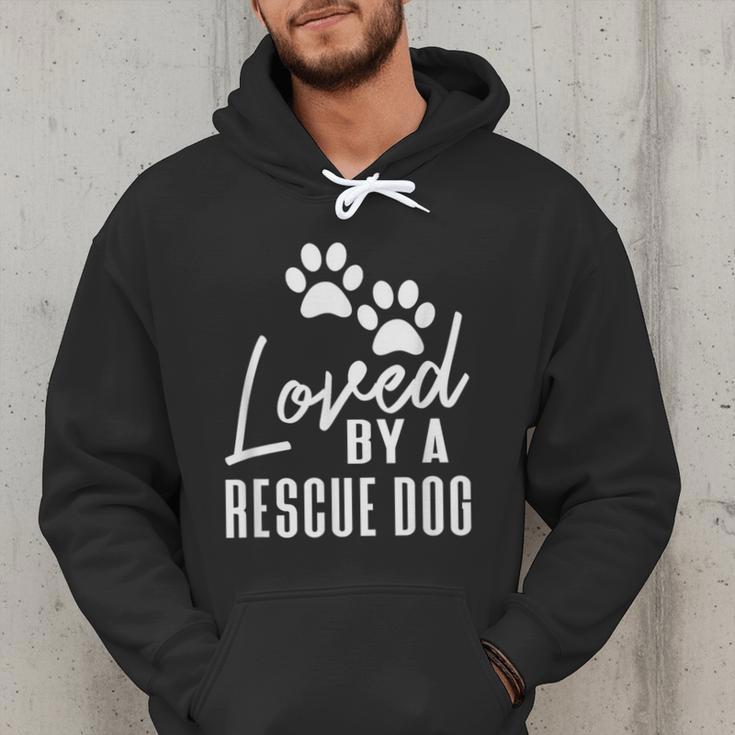 Loved By A Rescue Dog Foster Mom Rescue Dad Men Hoodie