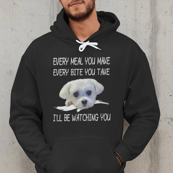 Maltese Dog Watching Owner Quote Puppy Mom Dad Men Women Girls Kids Men Hoodie