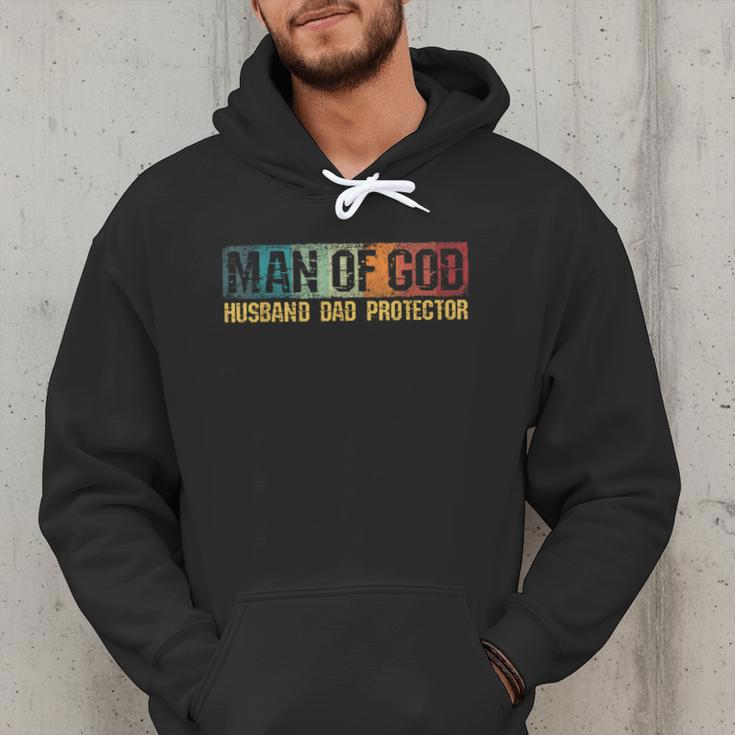 Man Of God Husband Dad Protector Christian Faith Fathers Day Men Hoodie