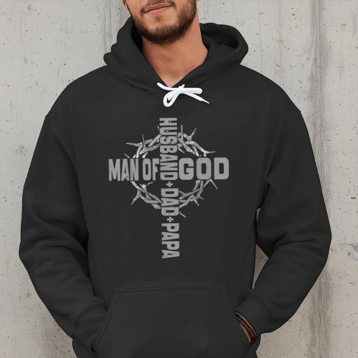 Man Of God Religious Christian Cross Husband Dad Fathers Day Men Hoodie