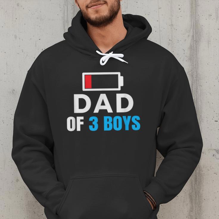 Matching Father's Day Low Battery Dad Of 3 Boys Men Hoodie