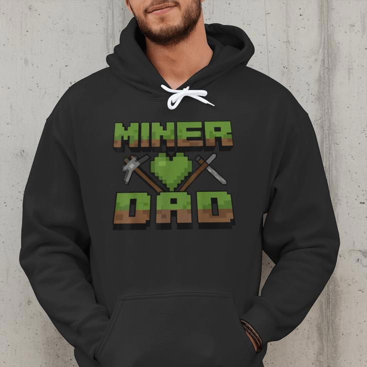 Miner Dad Birthday Boy Party Video Gamer Pixel Men Hoodie