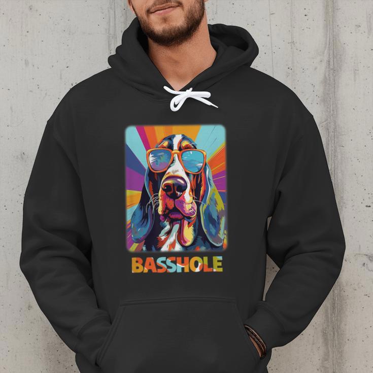 Mom & Dad Of a Basshole Basset Hound With Glasses -Adults Short Sleeve Men Hoodie