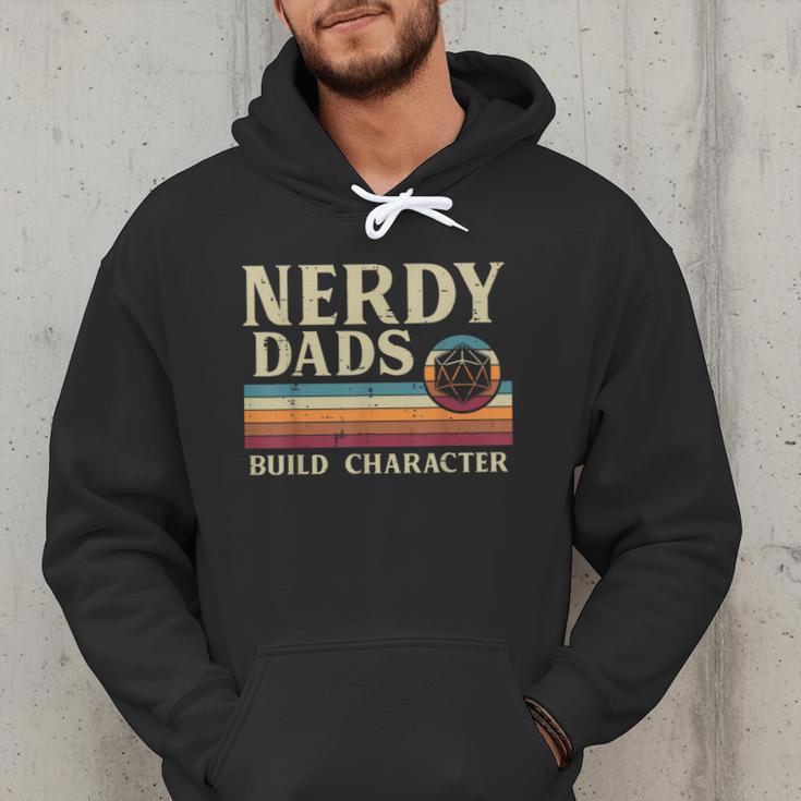 Nerdy Dads Build Character Retro Fathers Day Daddy Papa Men Men Hoodie
