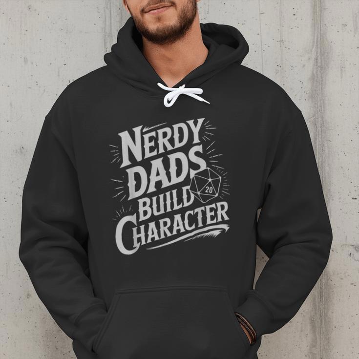 Nerdy Dads Build Character RPG Dice Father Humor Men Hoodie