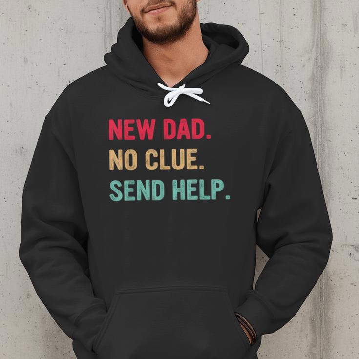 New Dad No Clue Send Help Vintage Men Hoodie