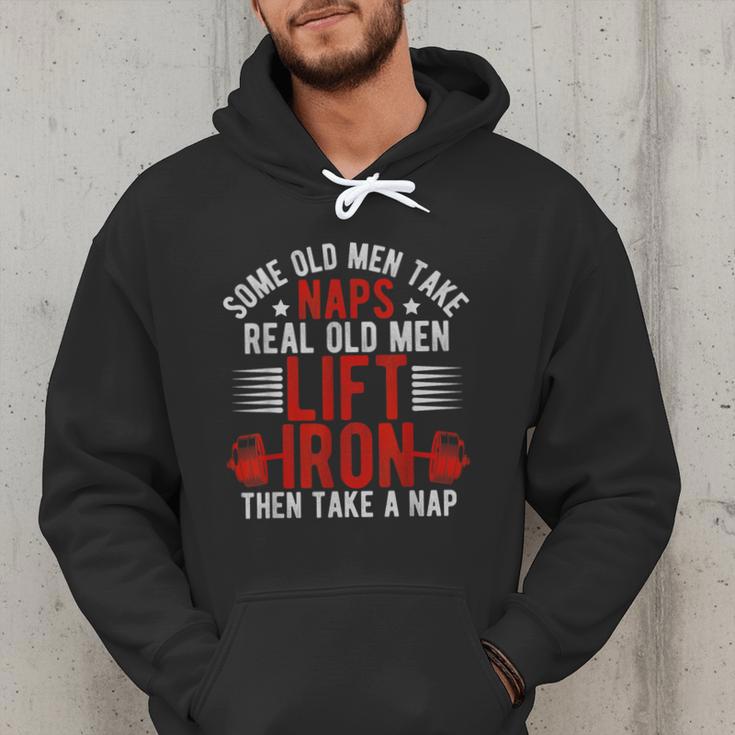 Old Men Gag Workout Gym Fitness Exercise Weightlifting Dad Men Hoodie