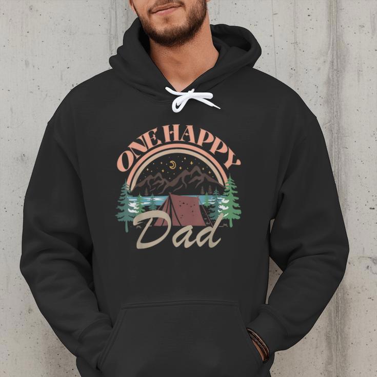 One Happy Dad First Birthday Camping Matching Family Party Men Hoodie