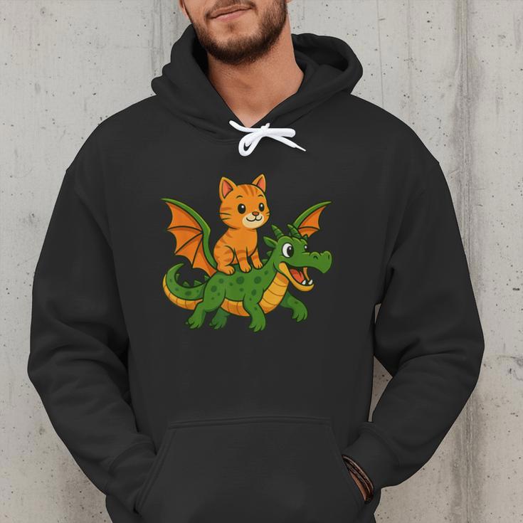 Orange Cat Dragon Riding Animal Lover Mom Dad Kids Men Hoodie