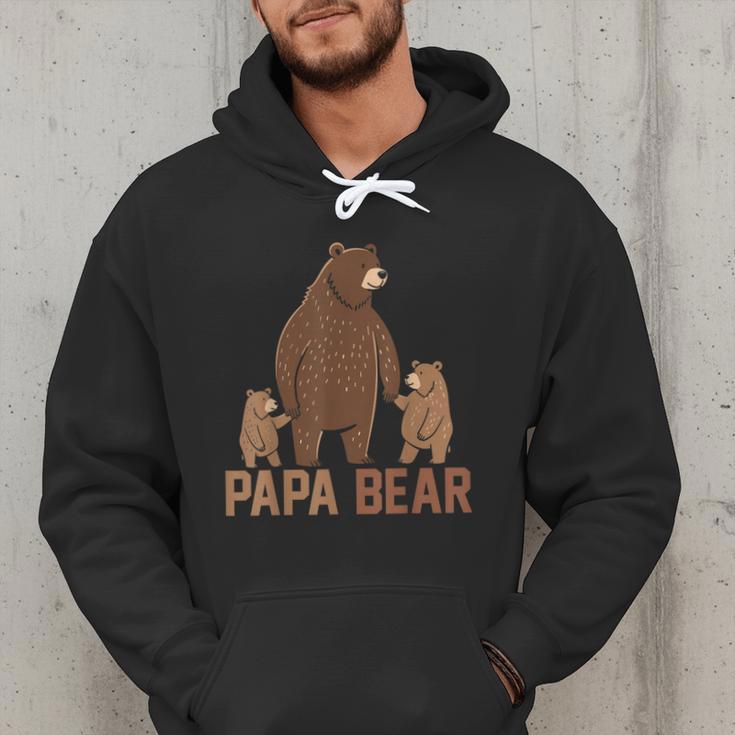 Papa Bear Dad Two Cubs Daddy Bear 2 Kids Father's Day Men Hoodie